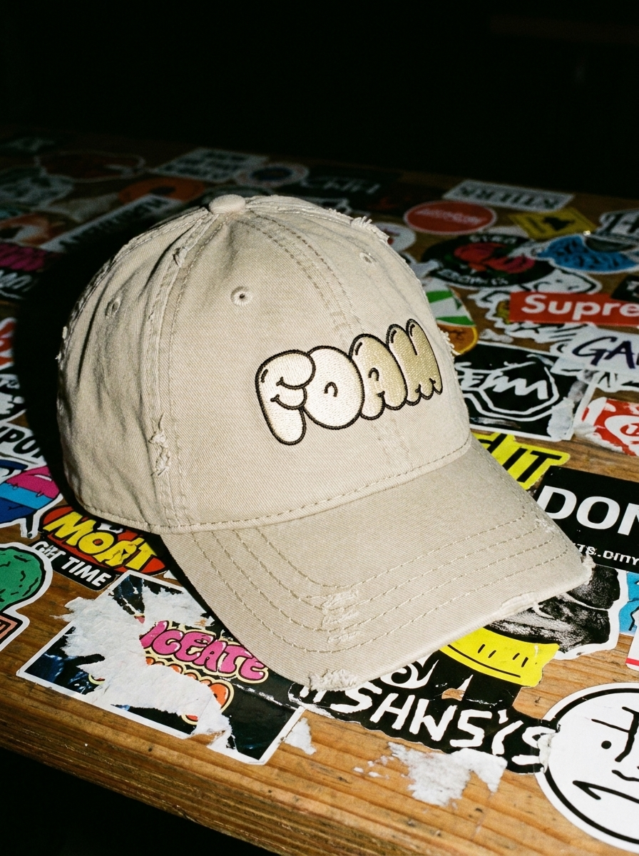 (SOLD OUT) FOAM "LOGO" LIMITED DISTRESSED BASEBALL CAP